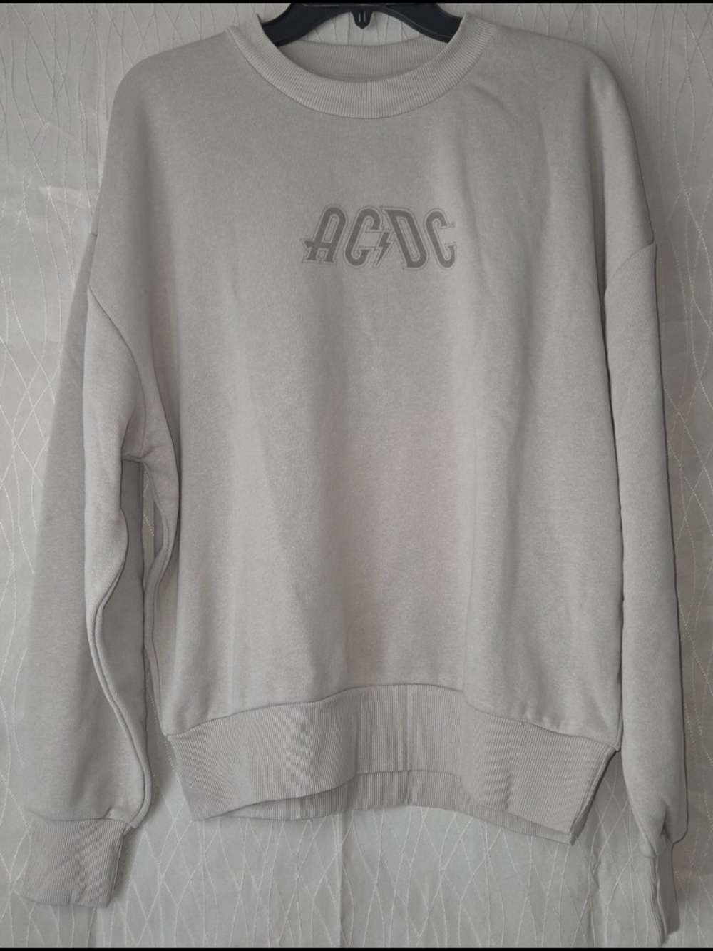 AC/DC Beige Crewneck Sweatshirt with‎ Black Logo Tag
